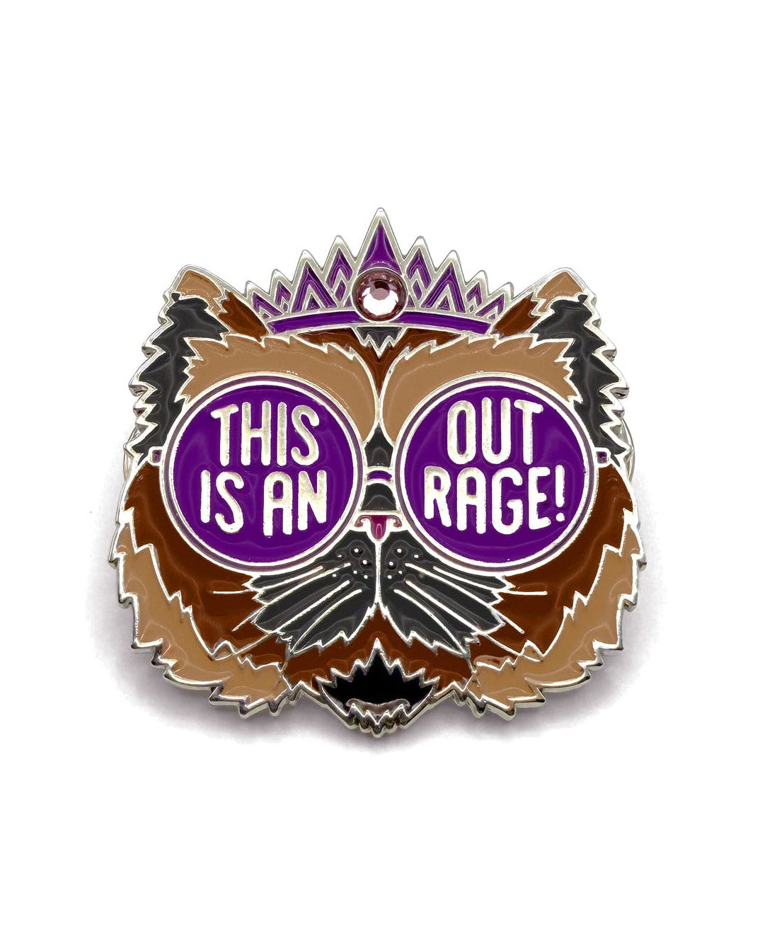 This is an Outrage Enamel Pin