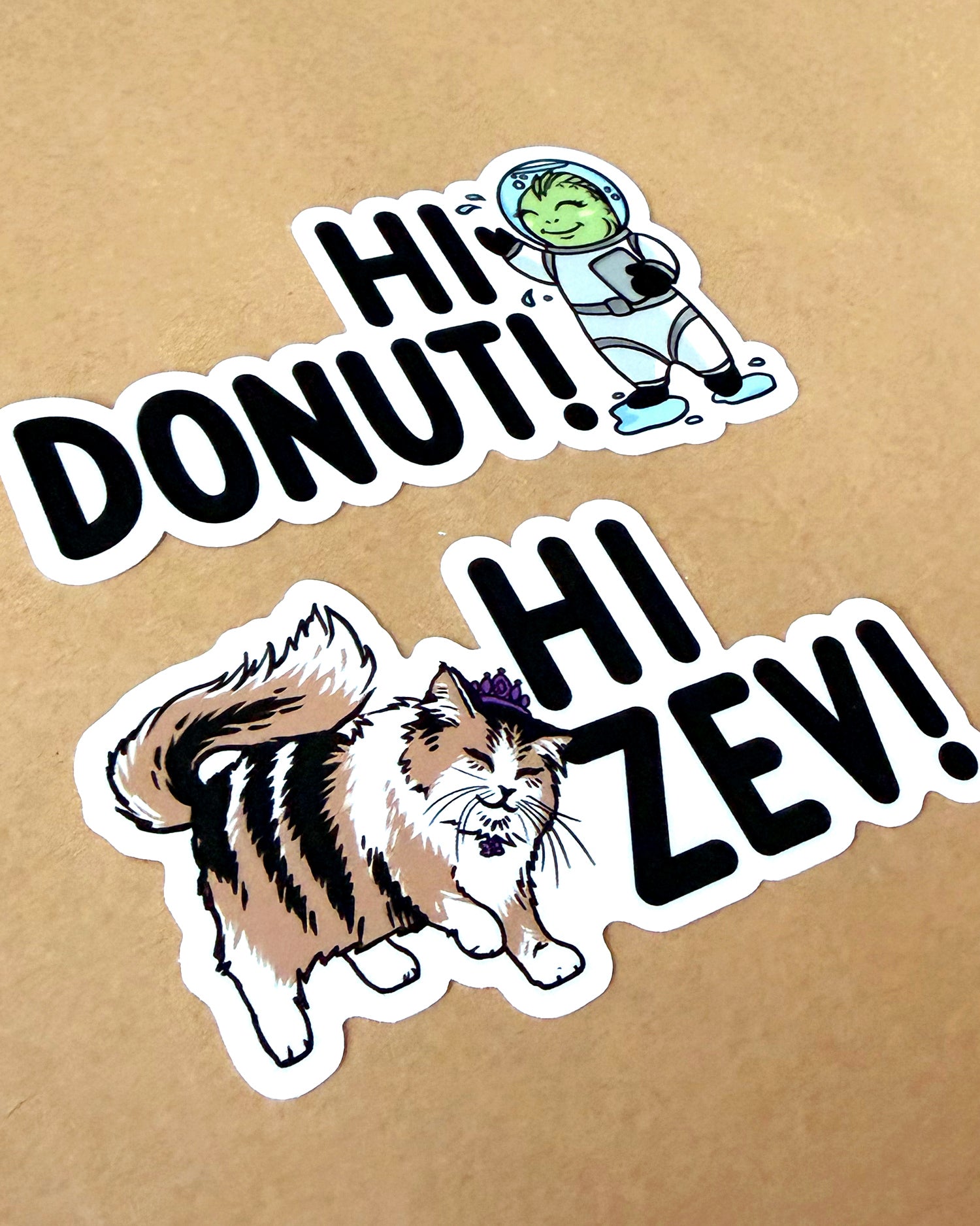 Hi Zev! and Hi Donut! Stickers